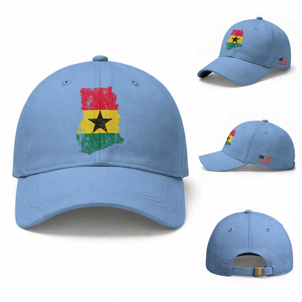 Vintage Ghana Map Flag Baseball Cap Distressed Proud Ghanaian Heritage African Pride