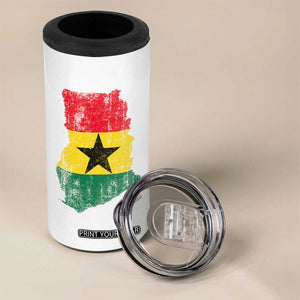 Vintage Ghana Map Flag 4 in 1 Can Cooler Tumbler Distressed Proud Ghanaian Heritage African Pride