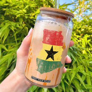 Vintage Ghana Map Flag Glass Can Distressed Proud Ghanaian Heritage African Pride