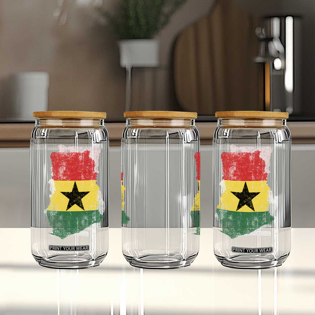 Vintage Ghana Map Flag Glass Can Distressed Proud Ghanaian Heritage African Pride