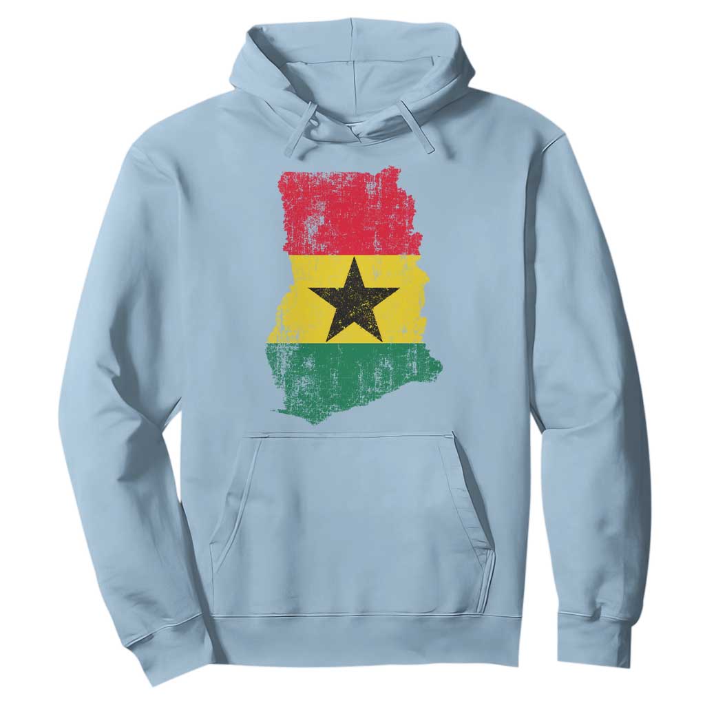 Vintage Ghana Map Flag Hoodie Distressed Proud Ghanaian Heritage African Pride