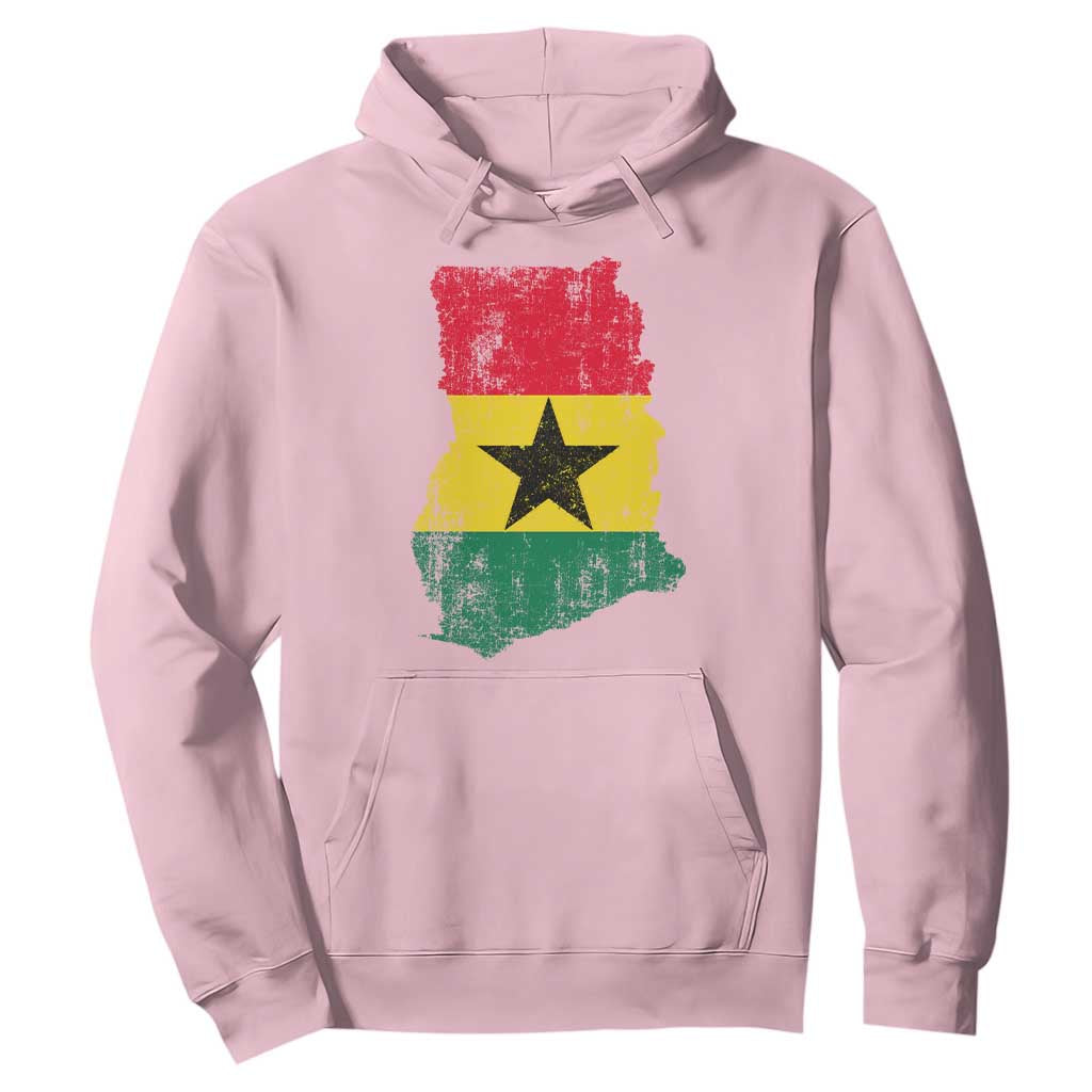 Vintage Ghana Map Flag Hoodie Distressed Proud Ghanaian Heritage African Pride