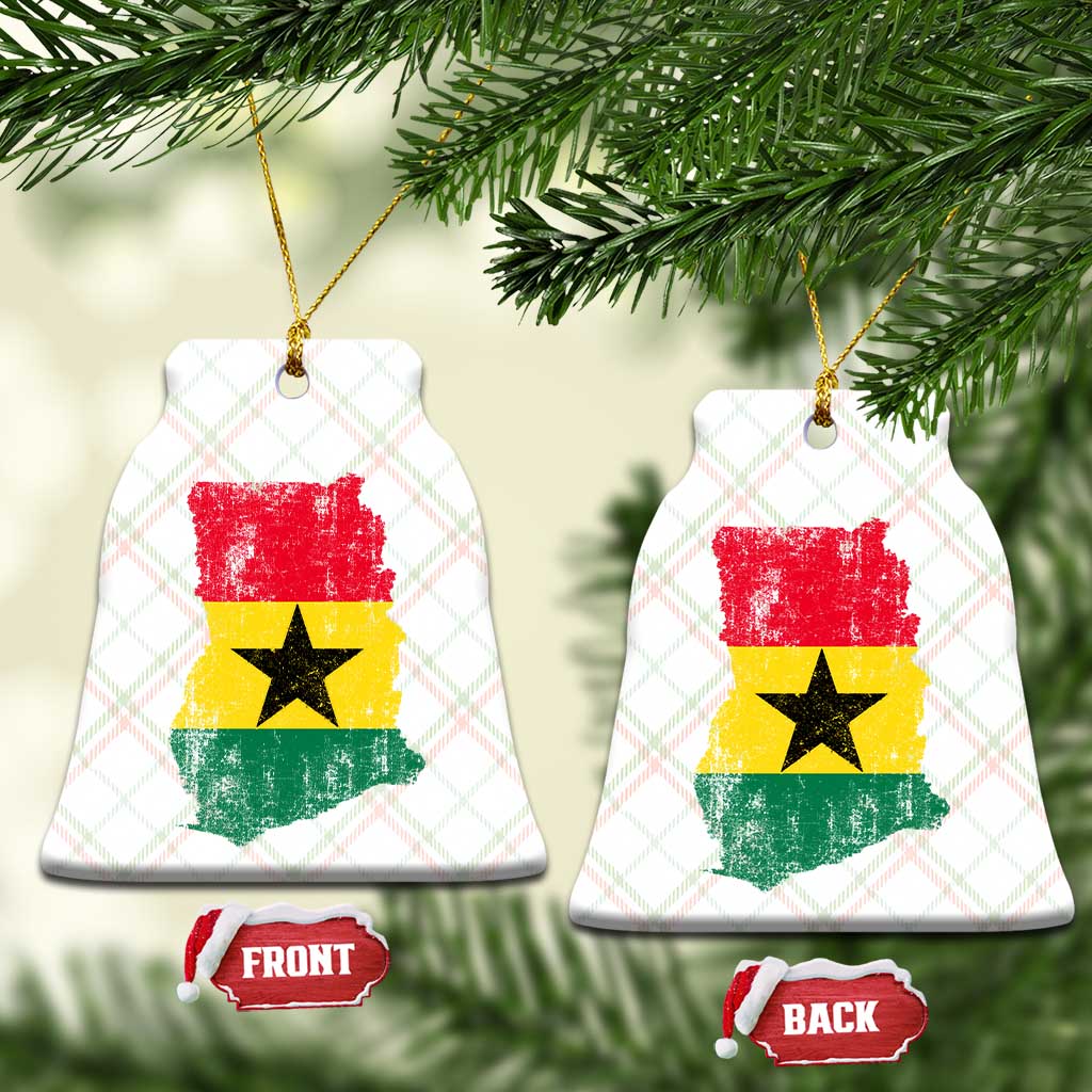 Vintage Ghana Map Flag Ceramic Ornament Distressed Proud Ghanaian Heritage African Pride