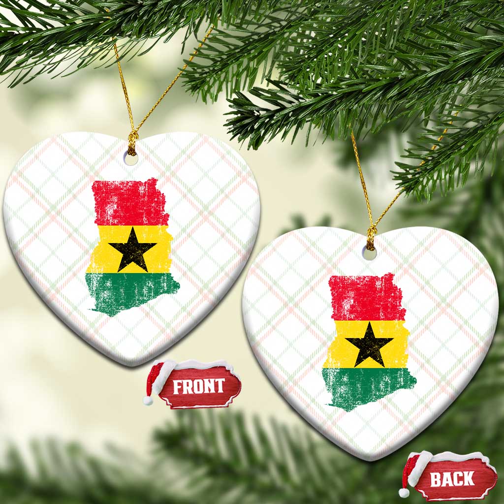 Vintage Ghana Map Flag Ceramic Ornament Distressed Proud Ghanaian Heritage African Pride
