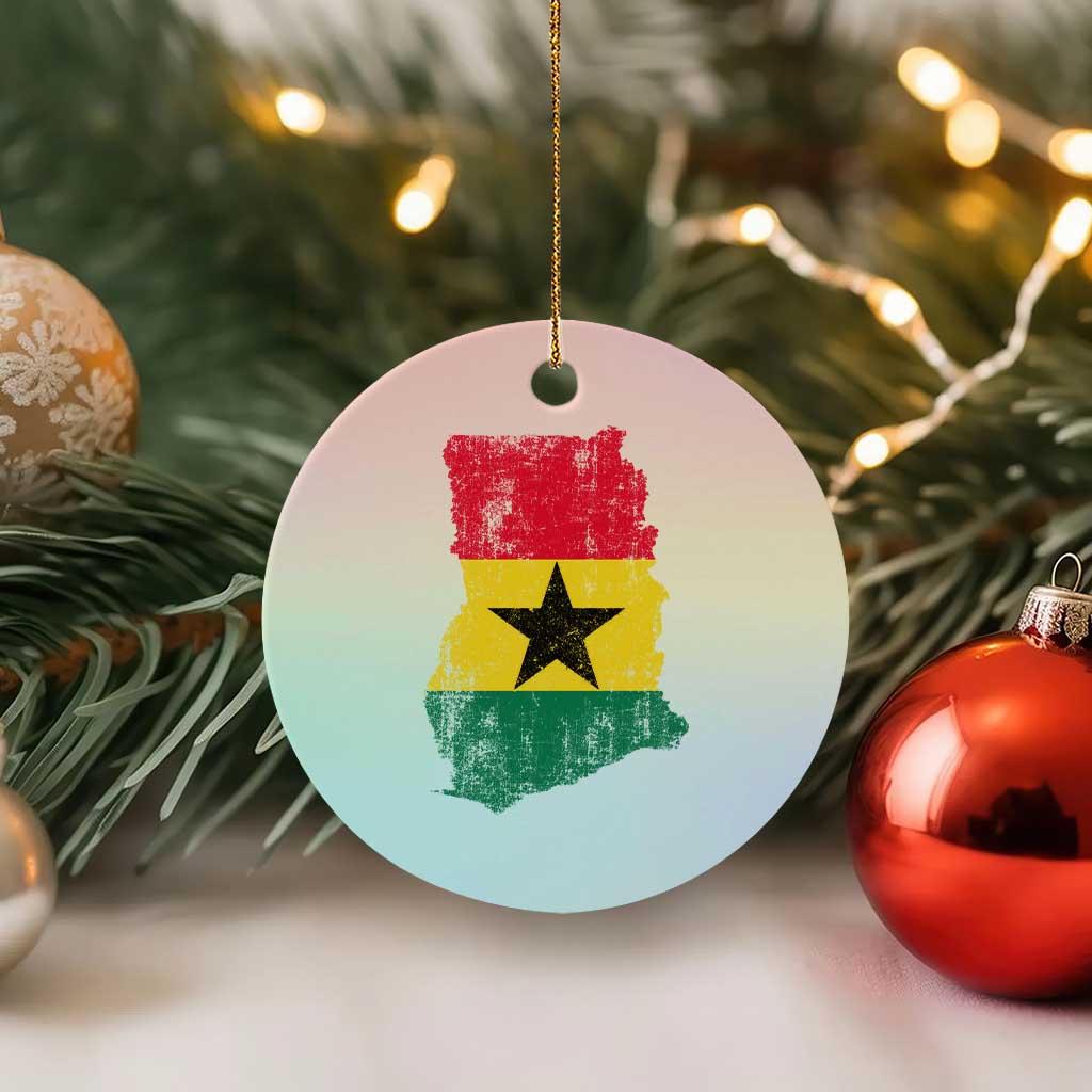 Vintage Ghana Map Flag Ceramic Ornament Distressed Proud Ghanaian Heritage African Pride