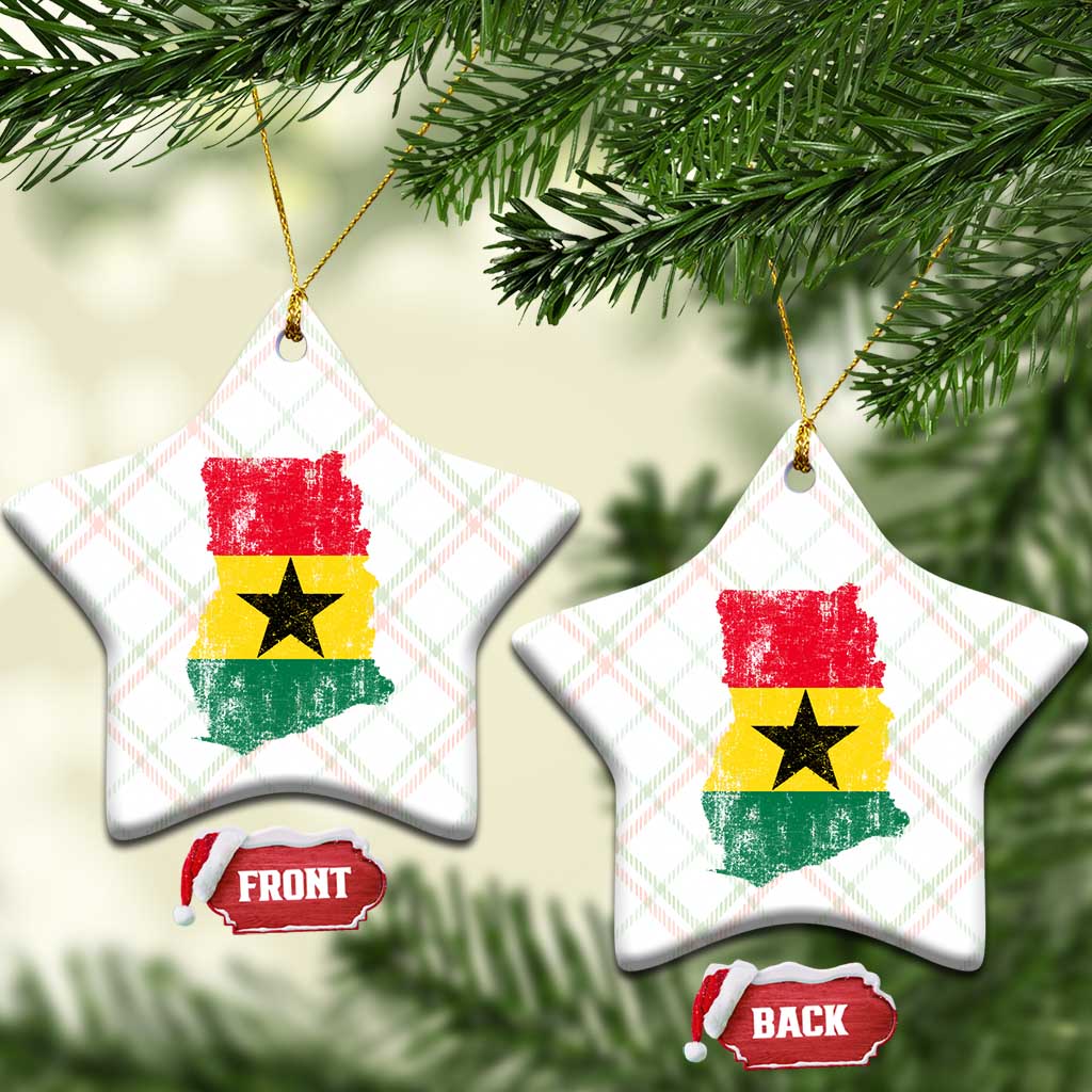 Vintage Ghana Map Flag Ceramic Ornament Distressed Proud Ghanaian Heritage African Pride