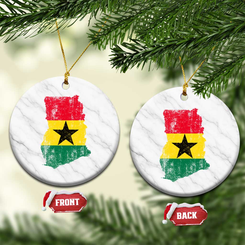 Vintage Ghana Map Flag Ceramic Ornament Distressed Proud Ghanaian Heritage African Pride TS10 1pc White Marble Print Your Wear
