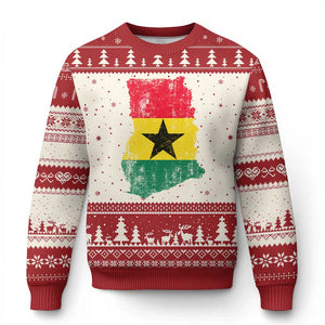 Vintage Ghana Map Flag Ugly Christmas Sweater Distressed Proud Ghanaian Heritage African Pride