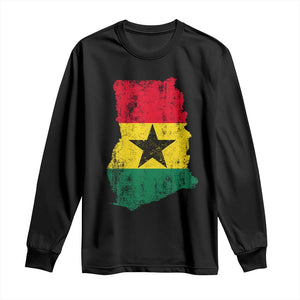 Vintage Ghana Map Flag Long Sleeve Shirt Distressed Proud Ghanaian Heritage African Pride