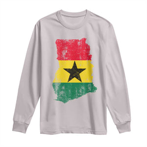 Vintage Ghana Map Flag Long Sleeve Shirt Distressed Proud Ghanaian Heritage African Pride