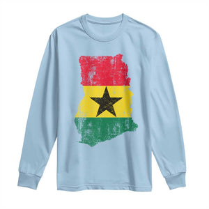 Vintage Ghana Map Flag Long Sleeve Shirt Distressed Proud Ghanaian Heritage African Pride