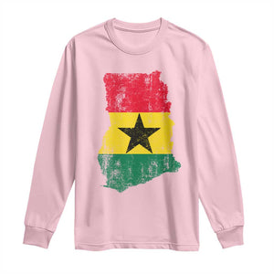 Vintage Ghana Map Flag Long Sleeve Shirt Distressed Proud Ghanaian Heritage African Pride