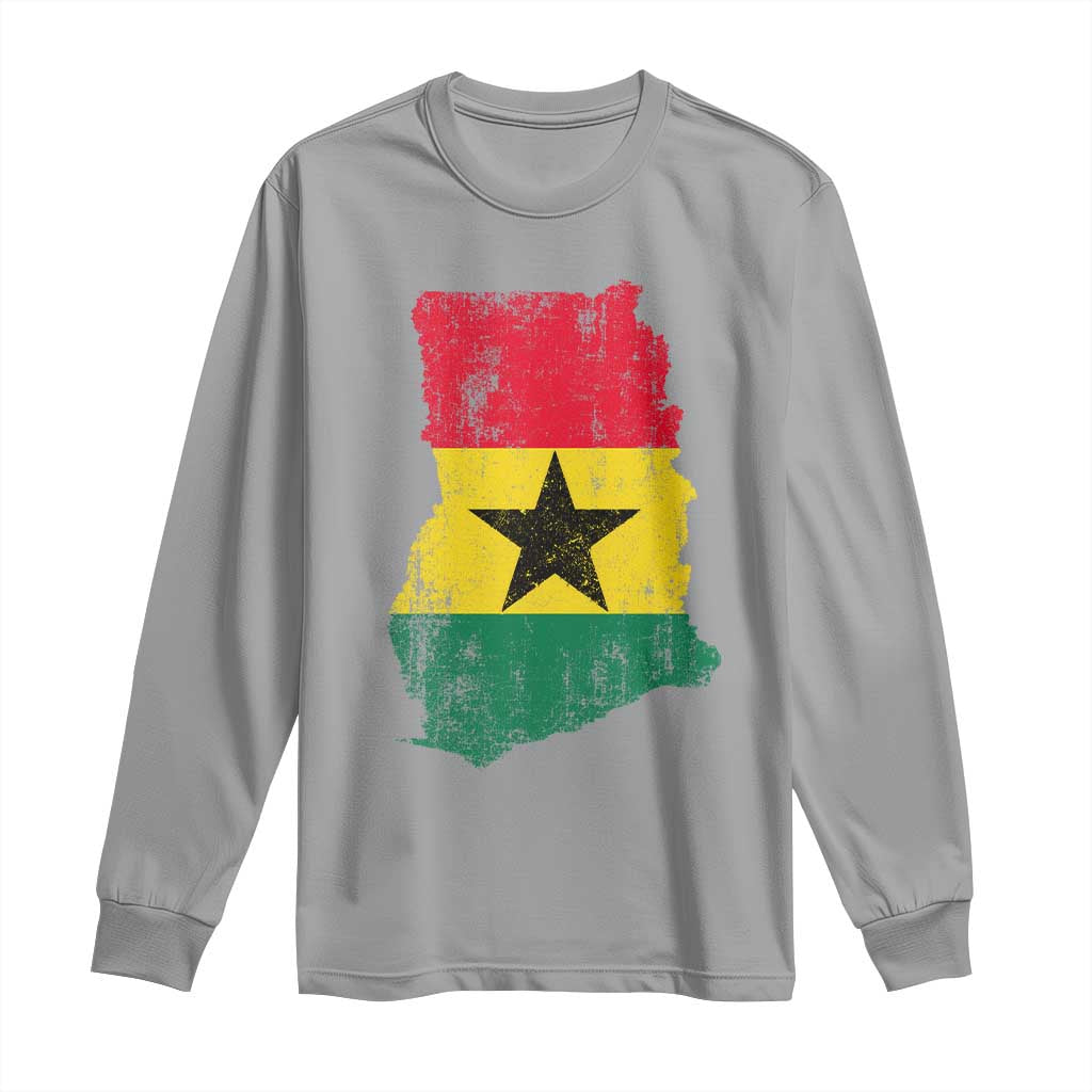 Vintage Ghana Map Flag Long Sleeve Shirt Distressed Proud Ghanaian Heritage African Pride