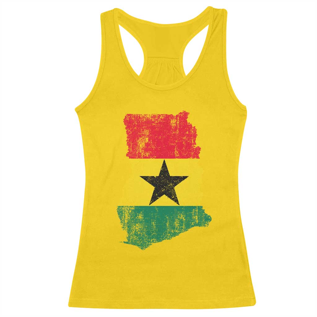 Vintage Ghana Map Flag Racerback Tank Top Distressed Proud Ghanaian Heritage African Pride
