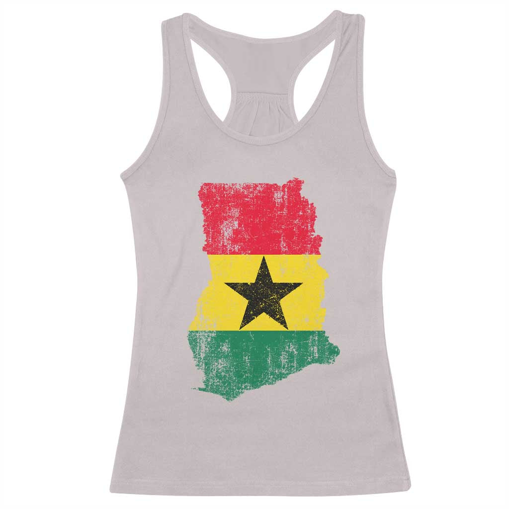 Vintage Ghana Map Flag Racerback Tank Top Distressed Proud Ghanaian Heritage African Pride