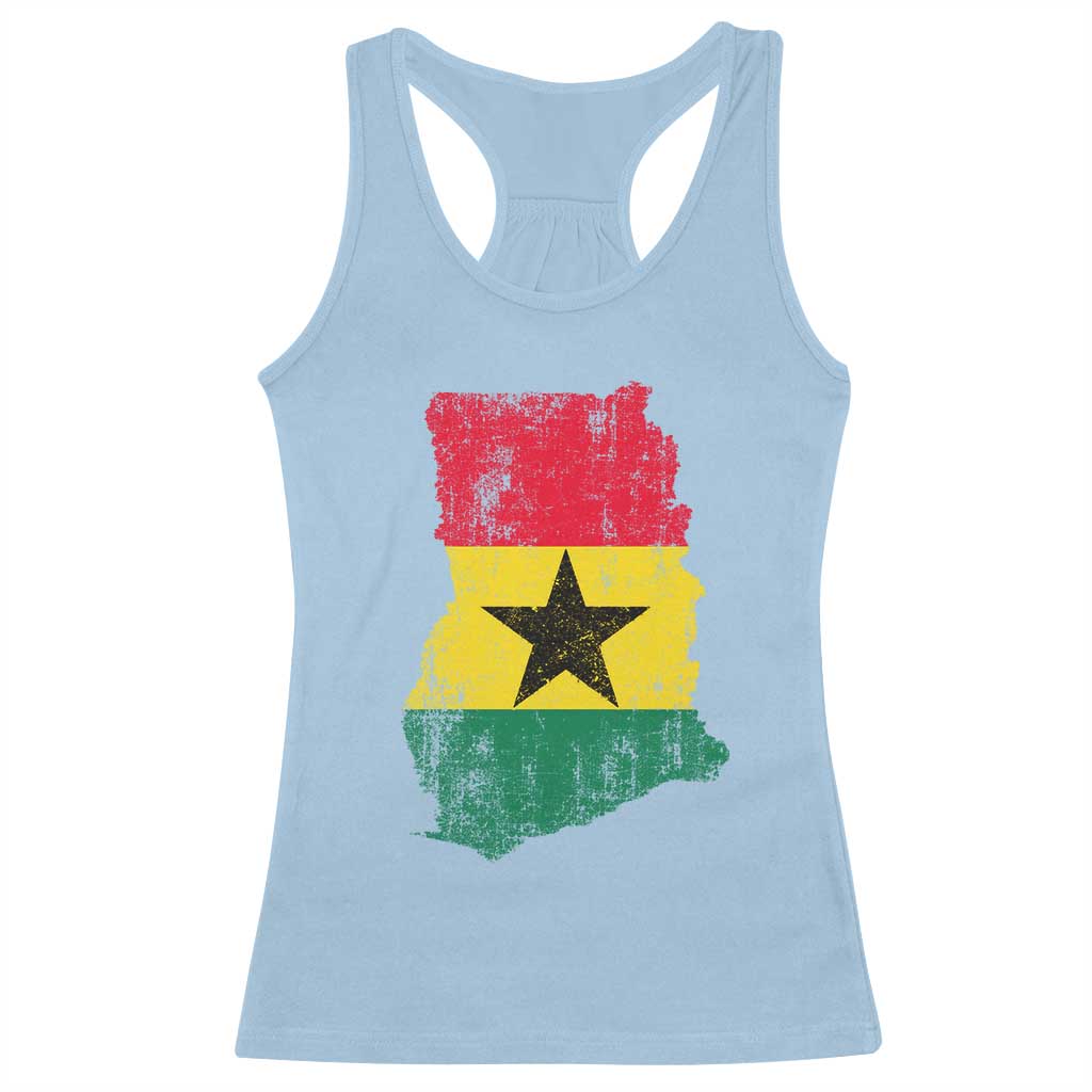 Vintage Ghana Map Flag Racerback Tank Top Distressed Proud Ghanaian Heritage African Pride