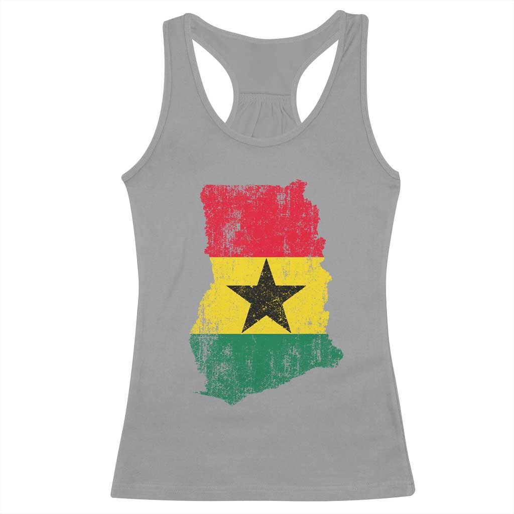 Vintage Ghana Map Flag Racerback Tank Top Distressed Proud Ghanaian Heritage African Pride