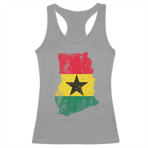 Vintage Ghana Map Flag Racerback Tank Top Distressed Proud Ghanaian Heritage African Pride