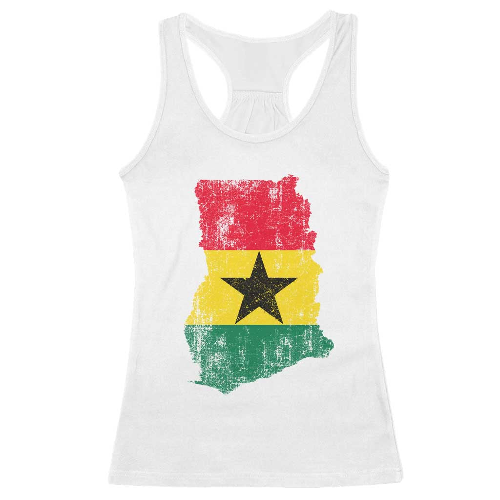 Vintage Ghana Map Flag Racerback Tank Top Distressed Proud Ghanaian Heritage African Pride TS10 White Print Your Wear