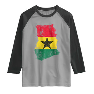Vintage Ghana Map Flag Raglan Shirt Distressed Proud Ghanaian Heritage African Pride