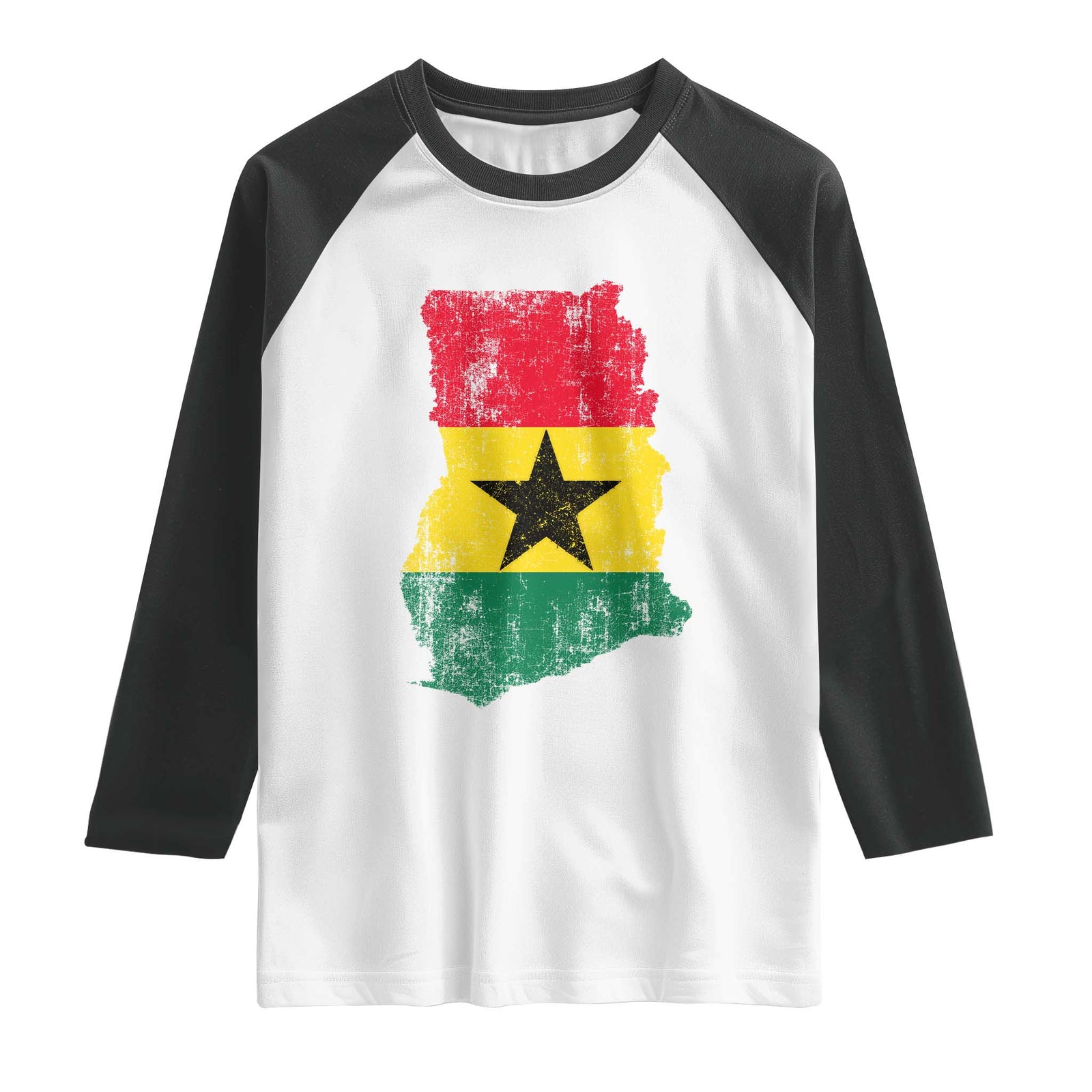 Vintage Ghana Map Flag Raglan Shirt Distressed Proud Ghanaian Heritage African Pride TS10 White Black Print Your Wear
