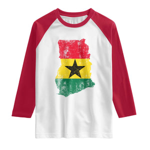 Vintage Ghana Map Flag Raglan Shirt Distressed Proud Ghanaian Heritage African Pride