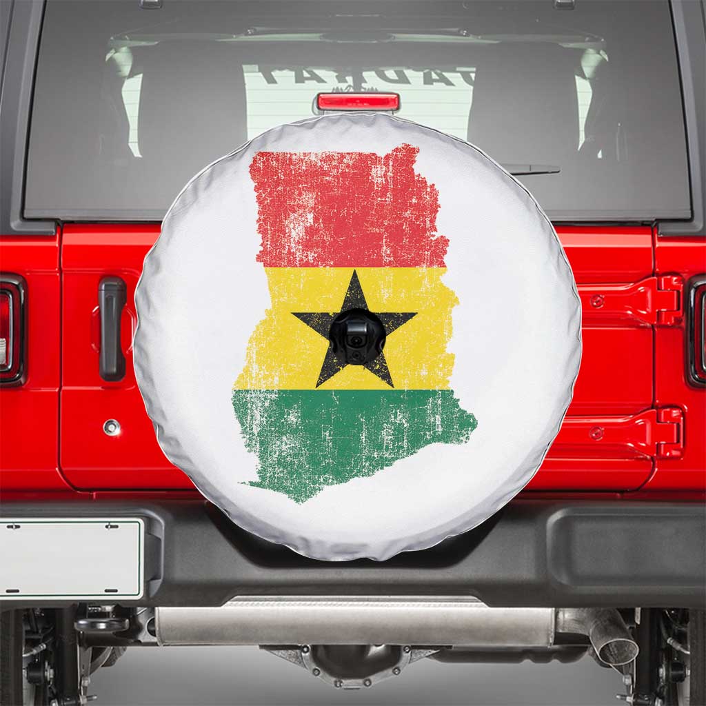 Vintage Ghana Map Flag Spare Tire Cover Distressed Proud Ghanaian Heritage African Pride