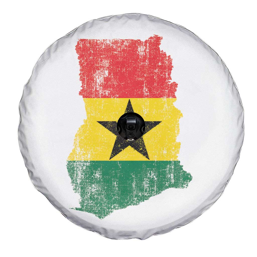 Vintage Ghana Map Flag Spare Tire Cover Distressed Proud Ghanaian Heritage African Pride