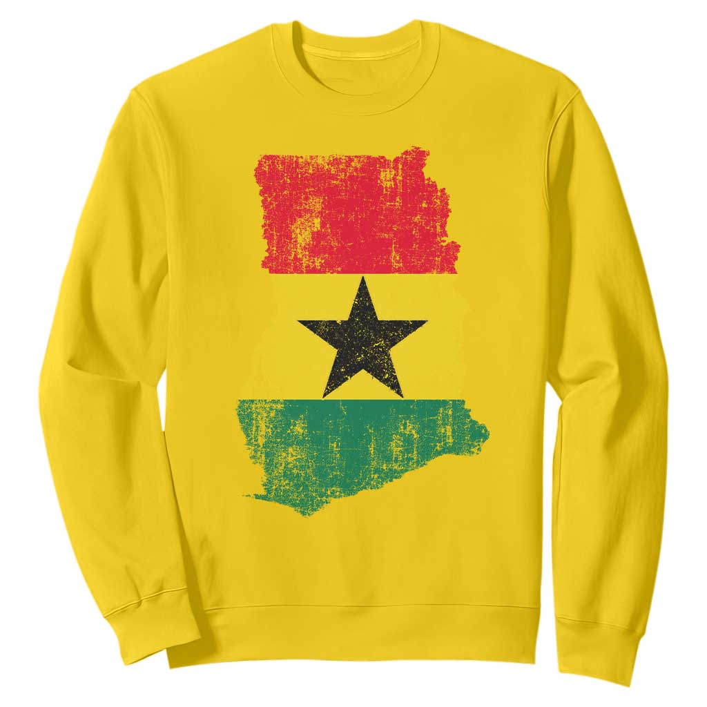 Vintage Ghana Map Flag Sweatshirt Distressed Proud Ghanaian Heritage African Pride
