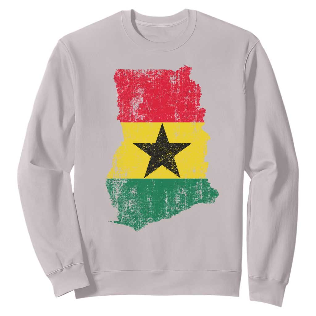 Vintage Ghana Map Flag Sweatshirt Distressed Proud Ghanaian Heritage African Pride