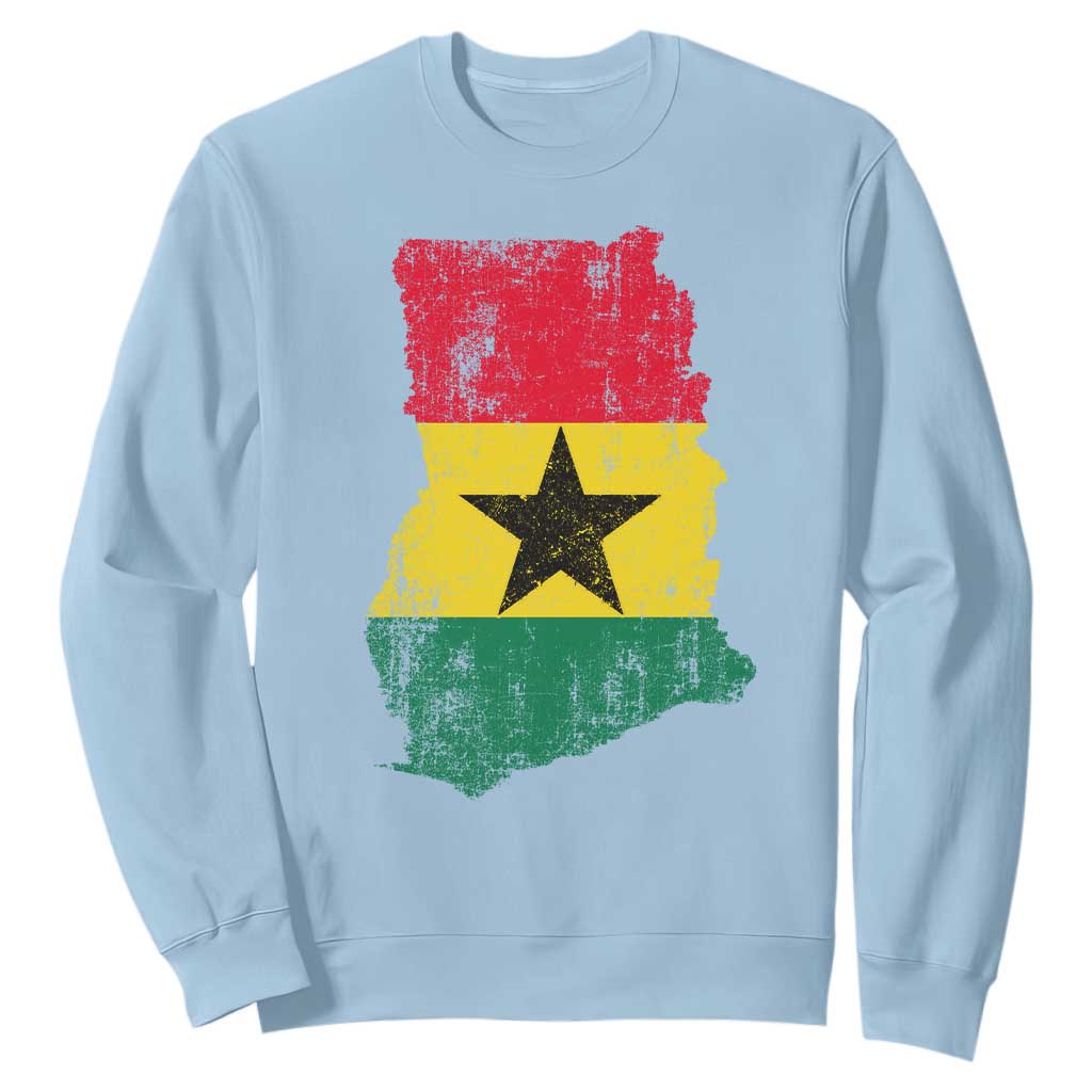Vintage Ghana Map Flag Sweatshirt Distressed Proud Ghanaian Heritage African Pride