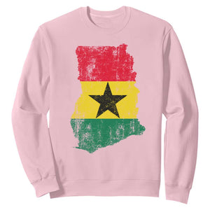Vintage Ghana Map Flag Sweatshirt Distressed Proud Ghanaian Heritage African Pride