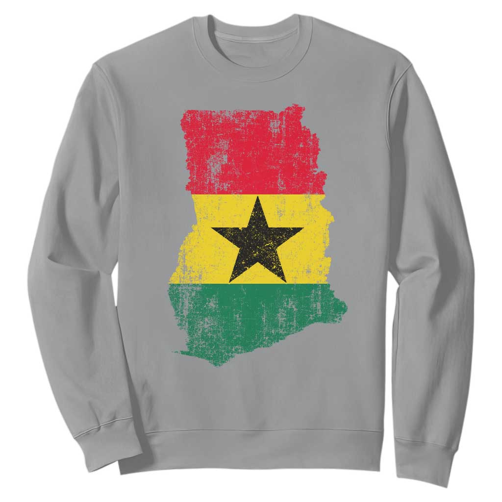 Vintage Ghana Map Flag Sweatshirt Distressed Proud Ghanaian Heritage African Pride