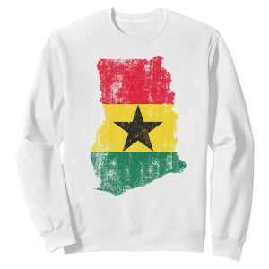 Vintage Ghana Map Flag Sweatshirt Distressed Proud Ghanaian Heritage African Pride