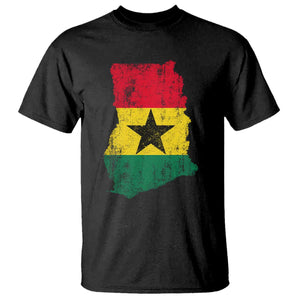Vintage Ghana Map Flag T Shirt Distressed Proud Ghanaian Heritage African Pride