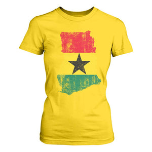 Vintage Ghana Map Flag T Shirt For Women Distressed Proud Ghanaian Heritage African Pride