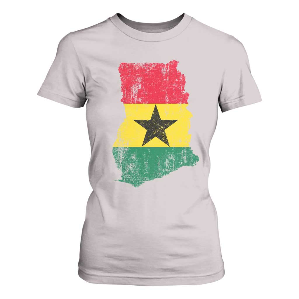 Vintage Ghana Map Flag T Shirt For Women Distressed Proud Ghanaian Heritage African Pride