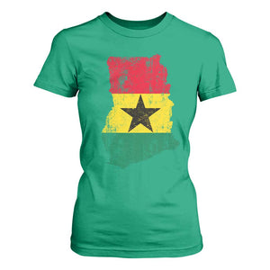 Vintage Ghana Map Flag T Shirt For Women Distressed Proud Ghanaian Heritage African Pride