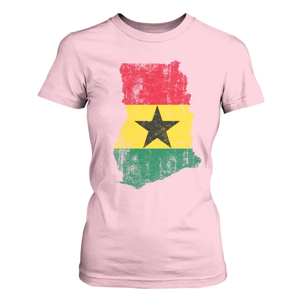 Vintage Ghana Map Flag T Shirt For Women Distressed Proud Ghanaian Heritage African Pride