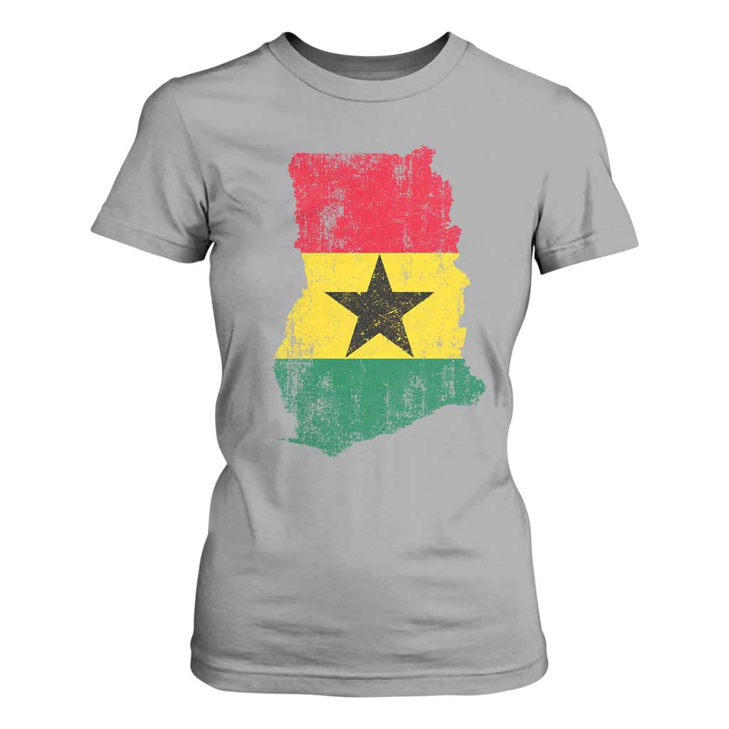 Vintage Ghana Map Flag T Shirt For Women Distressed Proud Ghanaian Heritage African Pride