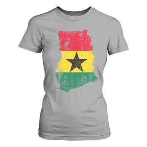 Vintage Ghana Map Flag T Shirt For Women Distressed Proud Ghanaian Heritage African Pride