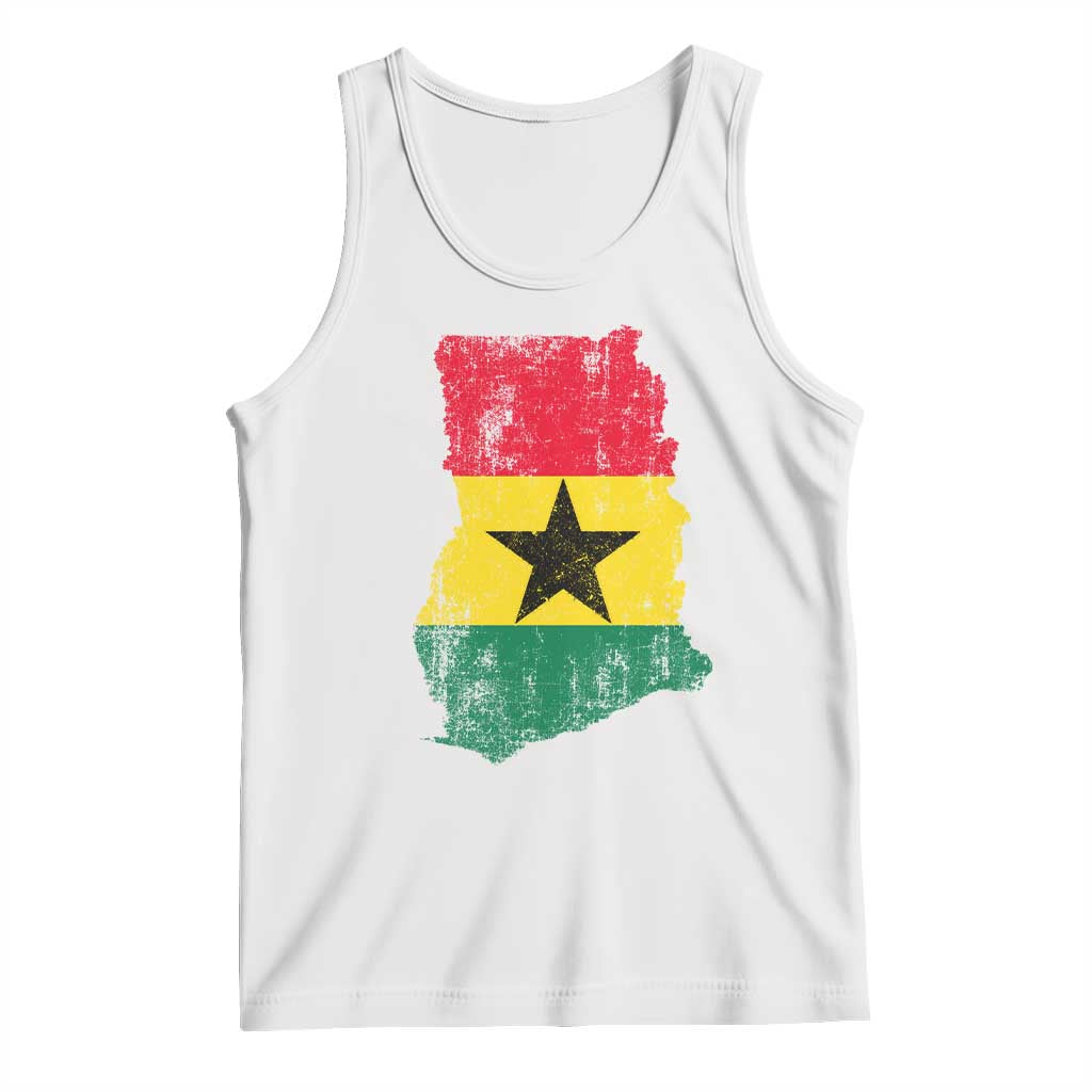 Vintage Ghana Map Flag Tank Top Distressed Proud Ghanaian Heritage African Pride TS10 White Print Your Wear
