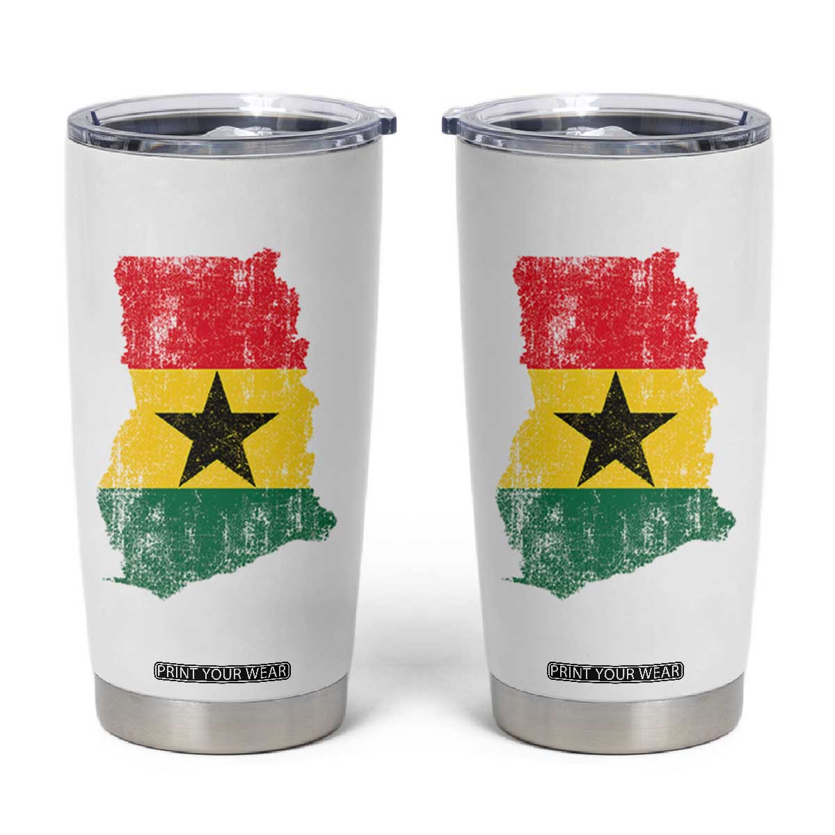 Vintage Ghana Map Flag Tumbler Cup Distressed Proud Ghanaian Heritage African Pride