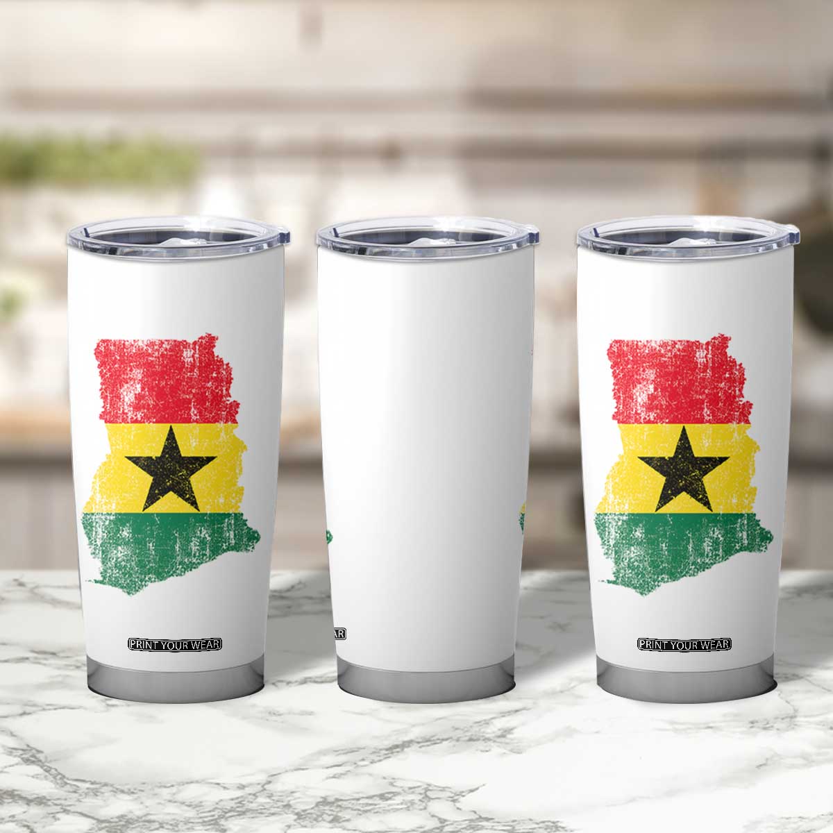 Vintage Ghana Map Flag Tumbler Cup Distressed Proud Ghanaian Heritage African Pride