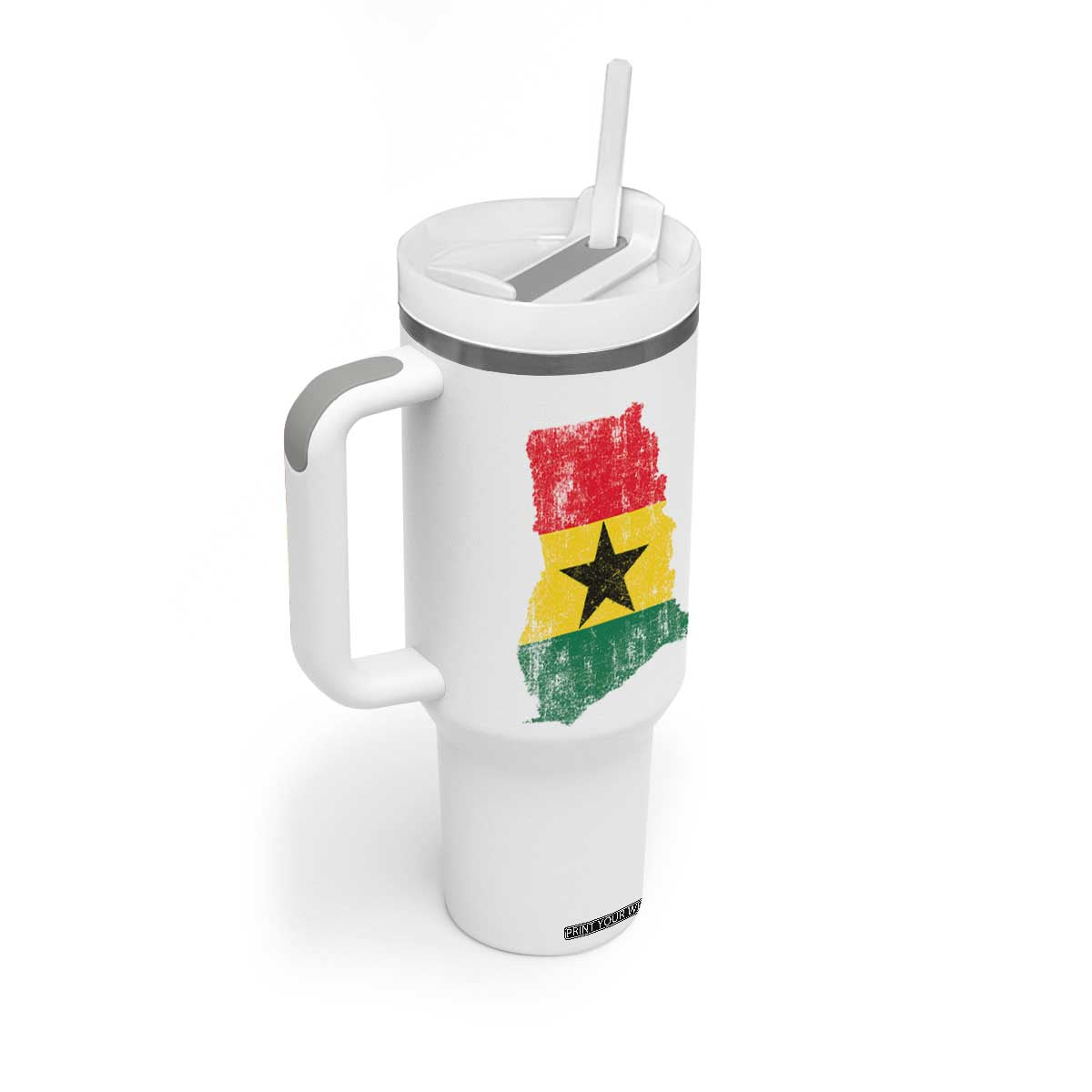 Vintage Ghana Map Flag Tumbler With Handle Distressed Proud Ghanaian Heritage African Pride