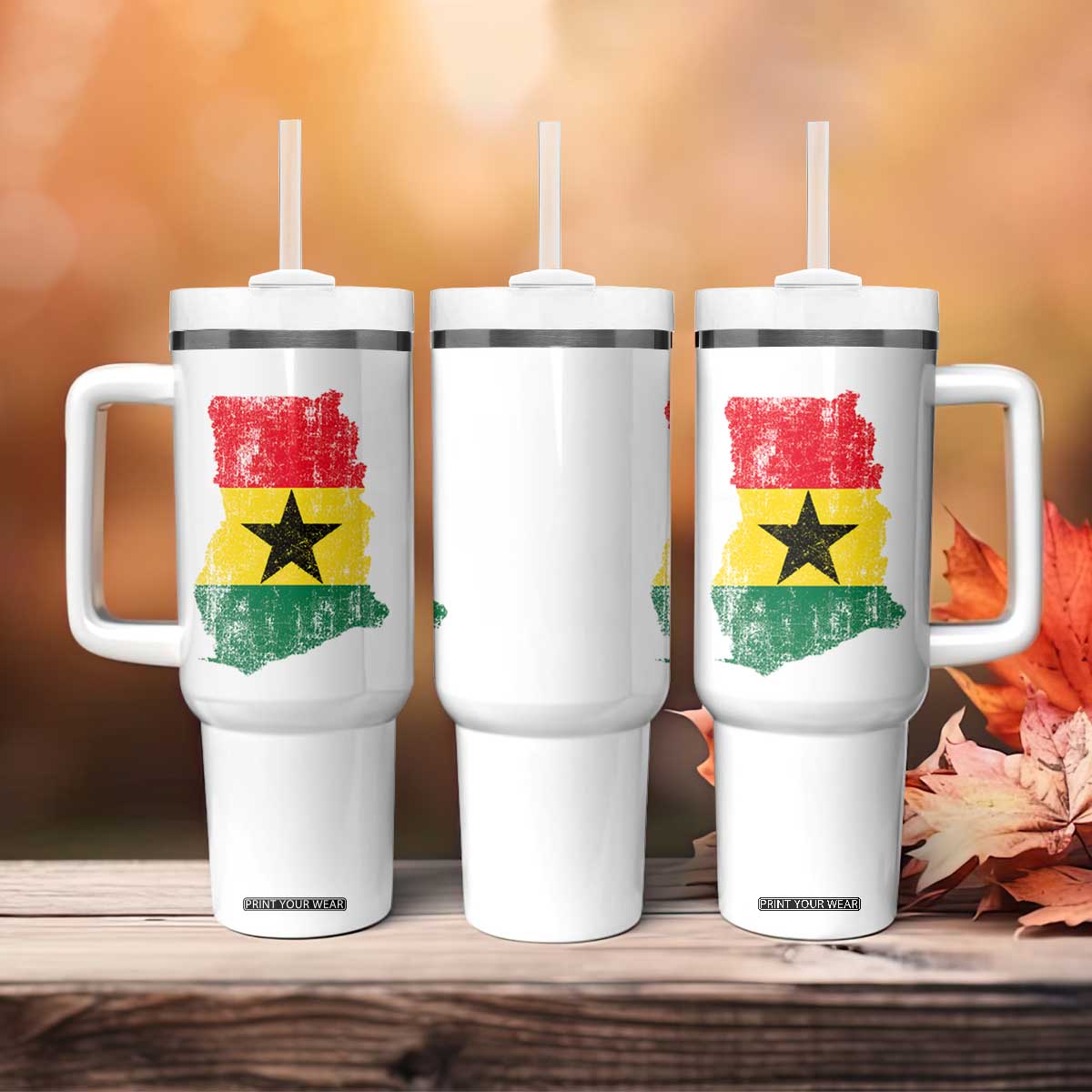Vintage Ghana Map Flag Tumbler With Handle Distressed Proud Ghanaian Heritage African Pride