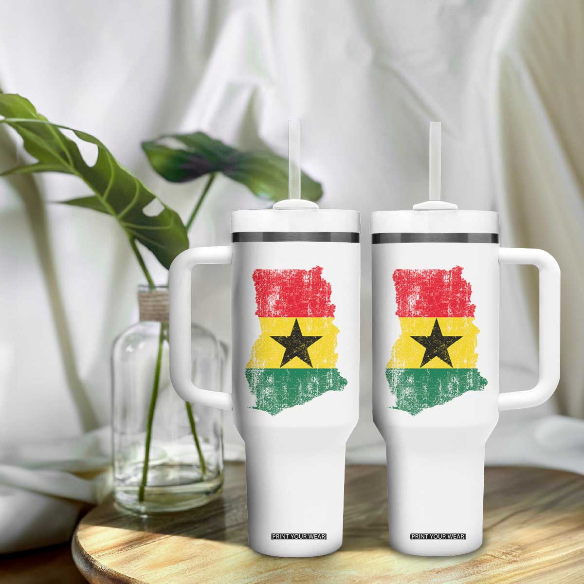 Vintage Ghana Map Flag Tumbler With Handle Distressed Proud Ghanaian Heritage African Pride