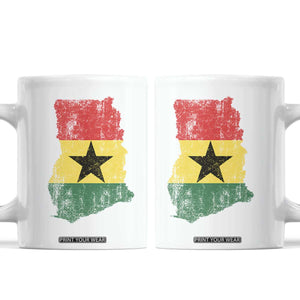 Vintage Ghana Map Flag Coffee Mug Distressed Proud Ghanaian Heritage African Pride
