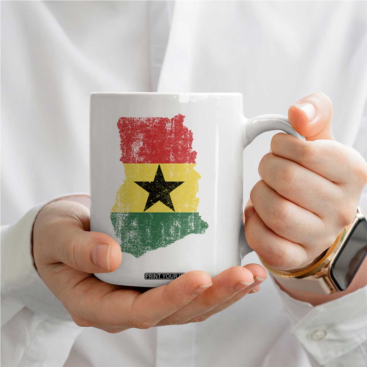 Vintage Ghana Map Flag Coffee Mug Distressed Proud Ghanaian Heritage African Pride