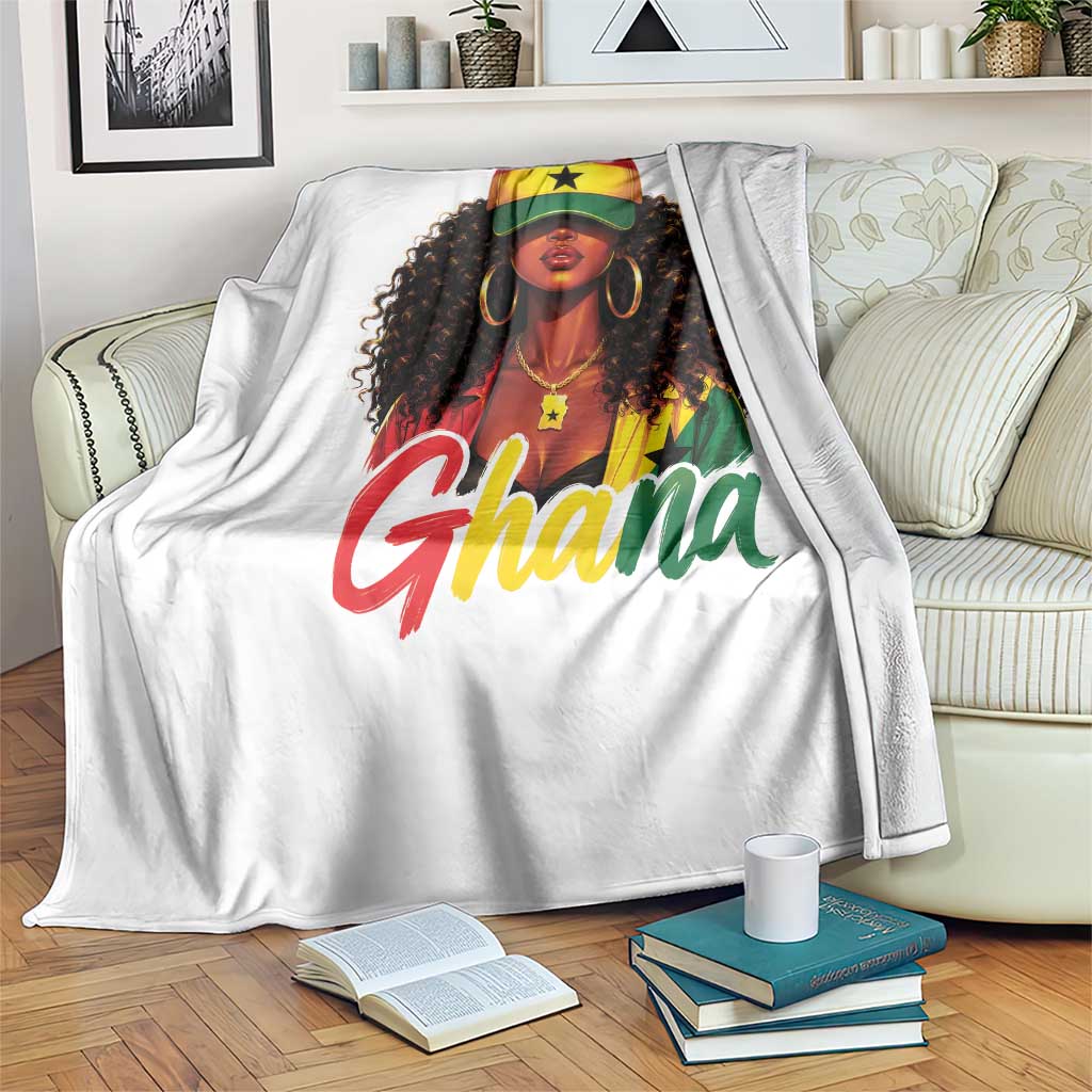 Ghanaian Princess Ghana Flag Melanin Throw Blanket Black Girls